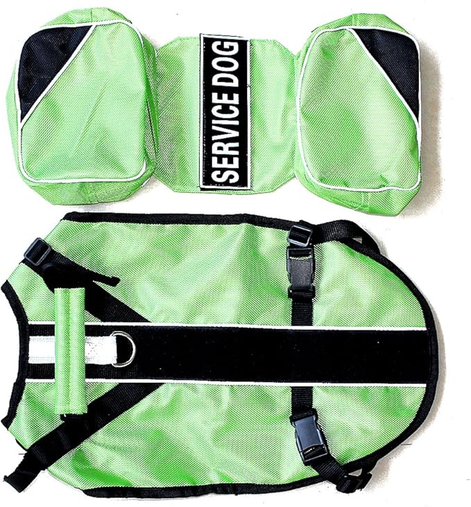 Serijoars Dog Vest Harnesses with Saddlebag Backpack for Camping & Travel - Reflective Hound Hiking Backpack Saddle Bag - Lightweight Vest Harness for Medium & Large Dogs (Green, M)-Mewly Pet