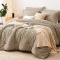 CozyLux King Size Comforter Set Taupe Seersucker 7 Pieces Bed in a Bag King Comforter Set with Sheets, Luxury Soft Bedding Set with Down Alternative Comforter, Sheets, Pillowcases & Shams All Seasons