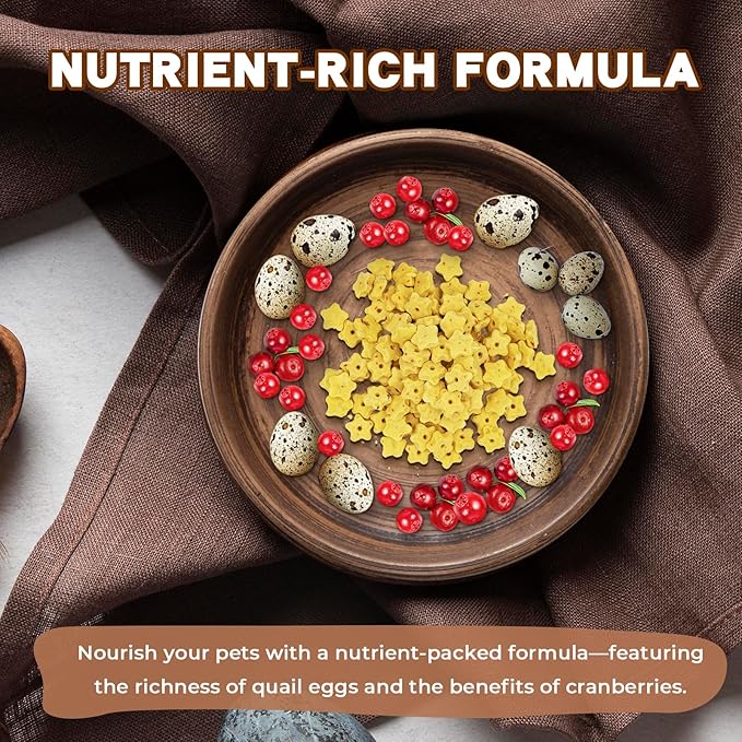 Freeze Dried Quail Egg Yolk & Cranberry Cube Cat & Dog Treats Biscuits, Dehydrated Healthy Tasty Snack for Training 2.5 Ounce-Mewly Pet
