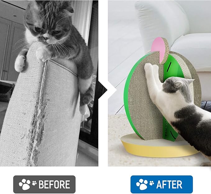 Cat Condo Scratcher Post Cardboard, Cactus Shape Cat Scratching House Bed Furniture Protector, Green Colour-Mewly Pet