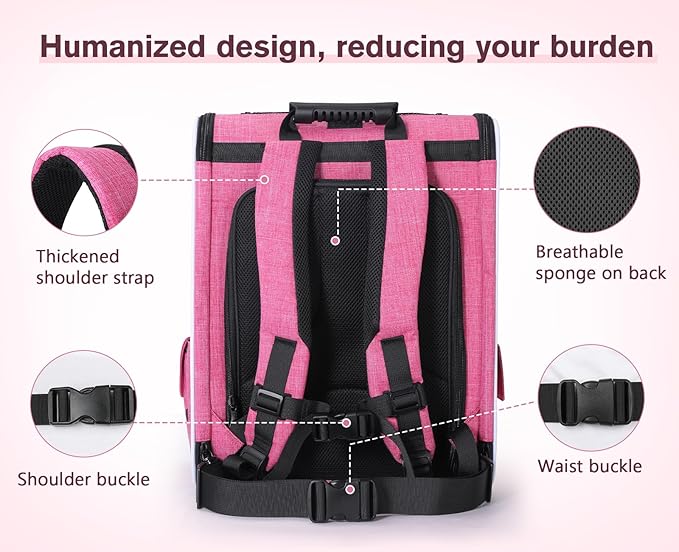 Pecute Cat Backpack Carrier, Expandable Cat Carrier Backpack with Breathable Mesh, Pet Carrier Backpack for Cats Small Dogs Puppies, Dog Backpack Carrier Great for Travel Hiking Camping Outdoor-Mewly Pet