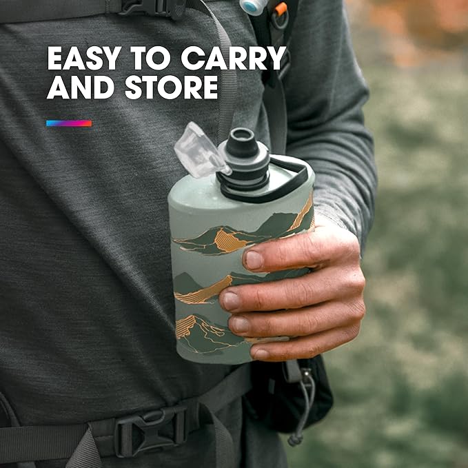 HydraPak Stow - Collapsible Backpacking Water Bottle (350ml, 500ml, 1L) - BPA Free, Ultra Light, Spill-Proof Twist Cap-Mewly Pet