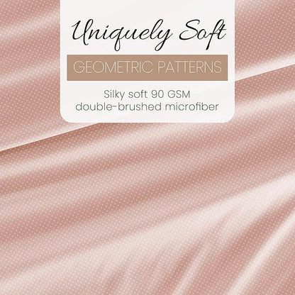 Linen Market Double-Brushed Patterned Microfiber California King Sheet Set 4 Piece – Oeko-TEX Certified Ultra Soft & Wrinkle-Free - 16" Deep Pocket Sheets Easy Care Cal-King Size - My Heart Pink