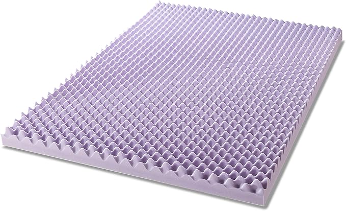 Best Price Mattress 4 Inch Egg Crate Memory Foam Mattress Topper with Soothing Lavender Infusion, CertiPUR-US Certified, Dorm Essentials, Queen