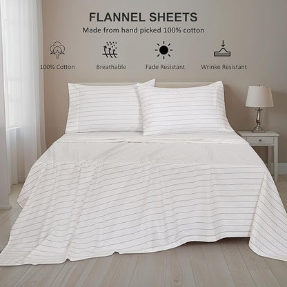 RUVANTI Flannel Sheets Twin Size - 100% Cotton Double Brushed Twin Sheets Set, Deep Pockets 16 Inches, All Seasons Breathable & Extra Soft Bed Sheets, Warm & Cozy, 3 Piece, Running Dots