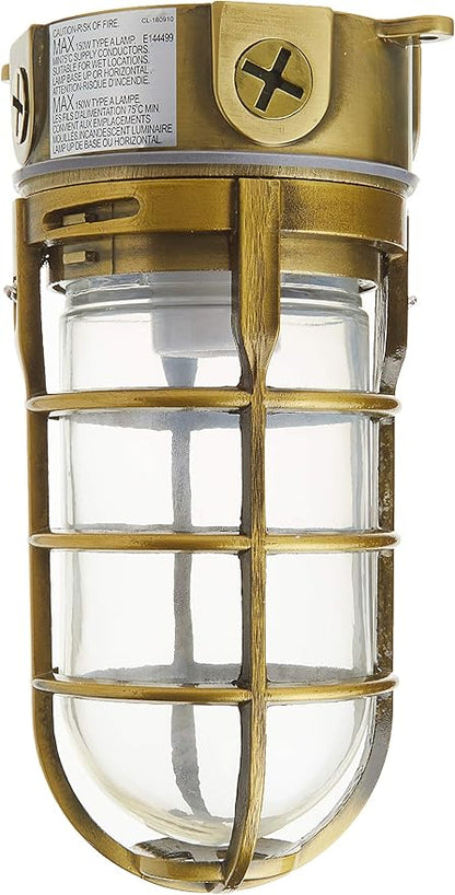 Woods L1706AB Vandal Resistant 150W Incandescent Security Light; Ceiling Mount; Antique Brass