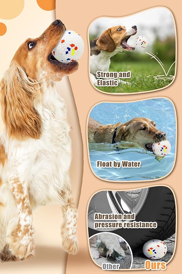 Upgrade Indestructible Dog Tennis Balls, Durable Bouncy Dog Toys for Aggressive Chewers, Teething & Fetch Game (4 White)-Mewly Pet