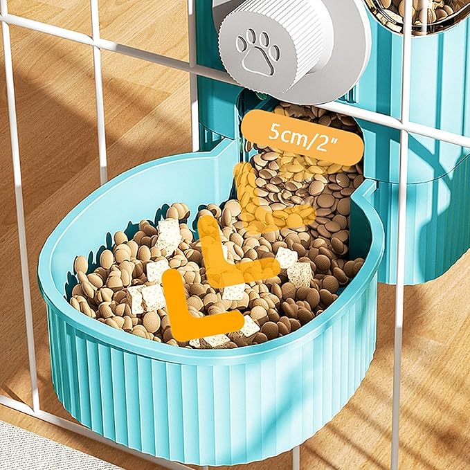 GKYZBB Hanging Automatic Food Water Dispenser,Rabbit Feeder Guinea Pig Water Bottle Food Feeder for Ferret Guinea Pig Rabbit Bunny Cage Accessories (Blue, 520ml+1200ml)-Mewly Pet