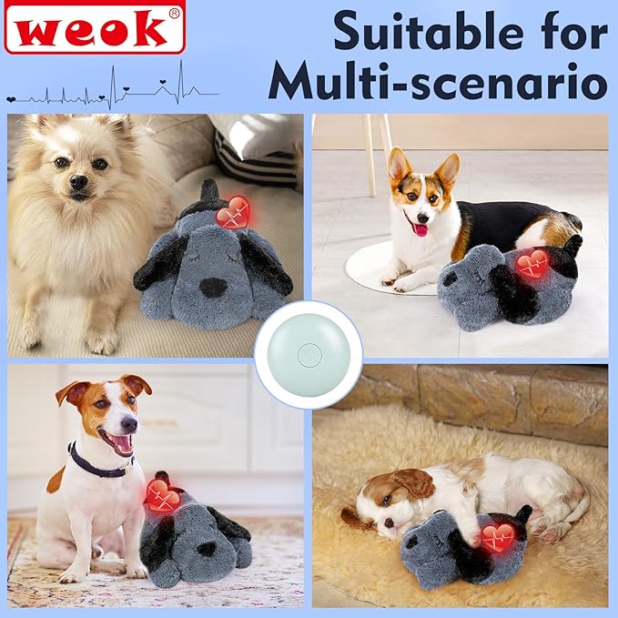 Heartbeat Dog Toy for Puppy- Heartbeat Helps for Dog Anxiety Relief and Calming Aid, Puppy Heartbeat Stuffed Animal Anxiety Calming Behavioral Aid Puppy Heartbeat Toy Sleep aid for Dogs Cats Pets-Mewly Pet