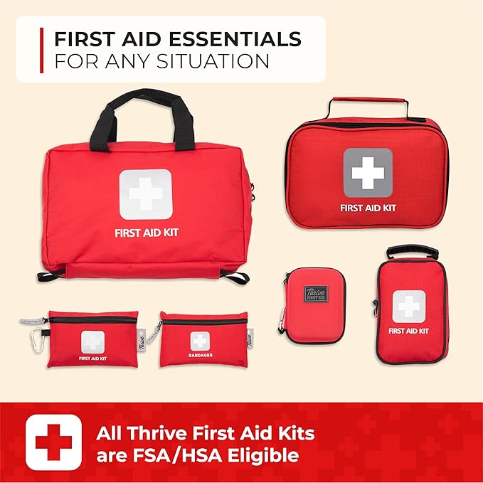 Thrive Travel Essentials Mini First Aid Kit – 66 Pieces of FSA and HSA Approved Supplies Including Bandages, Wipes, Safety Pins, and More | Compact Emergency Kit in Shell Case-Mewly Pet