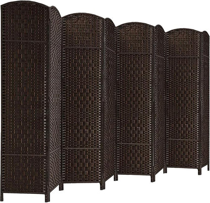 Rose Home Fashion Room Divider, 6 ft Tall Room Dividers and Folding Privacy Screens, 16in Privacy Screen 8 Panel Dark Coffee Space Temporary Wall Foldable Partition Separation