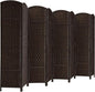 Rose Home Fashion Room Divider, 6 ft Tall Room Dividers and Folding Privacy Screens, 16in Privacy Screen 8 Panel Dark Coffee Space Temporary Wall Foldable Partition Separation