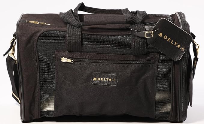 Sherpa Delta Airlines Travel Pet Carrier, Airline Approved & Guaranteed On Board - Black, Medium-Mewly Pet