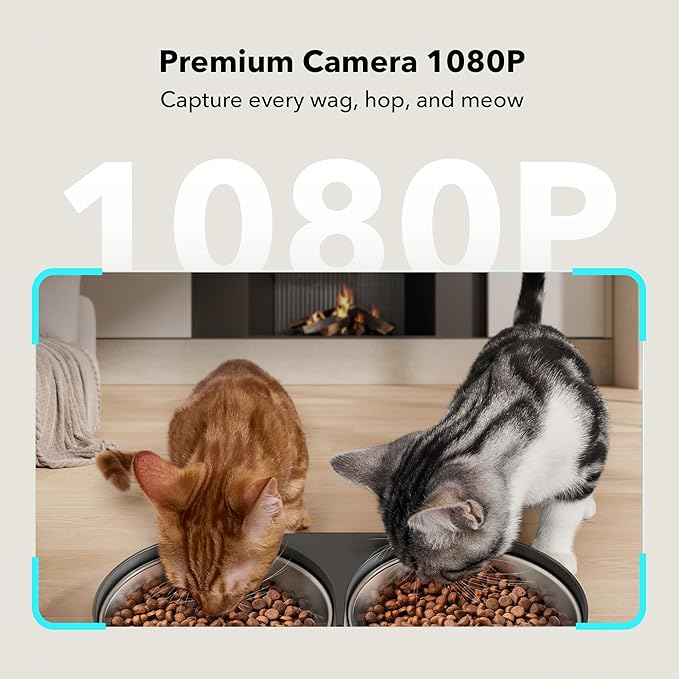 PETLIBRO Automatic Cat Feeder with Camera for Two Cats, 1080P HD Video with Night Vision, 5G WiFi Pet Feeder with 2-Way Audio for Cat & Dog, Low Food & Motion & Sound Alerts, Dual Tray, Black 5L-Mewly Pet