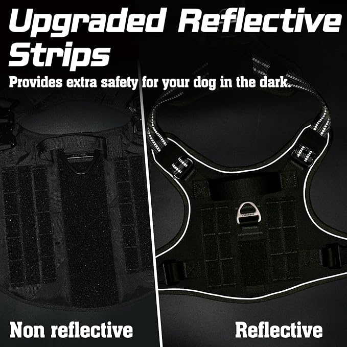 rabbitgoo Tactical Dog Harness for Large Dogs, No Pull Military Service Vest with Handle & Molle, Easy Control for Training Walking, Adjustable Reflective Straps, Green, XL-Mewly Pet