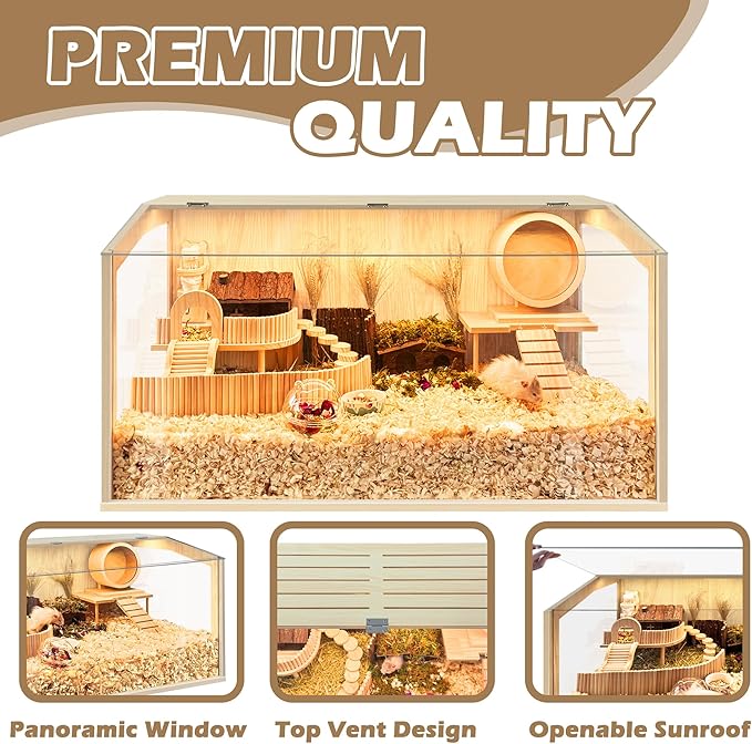 Prolee Hamster Cage Chewproof, Large Hamster Cages and Habitats 32 Inch Guinea Pig Cages Openable Top with Acrylic Sheets Solid Built, 32"-Mewly Pet