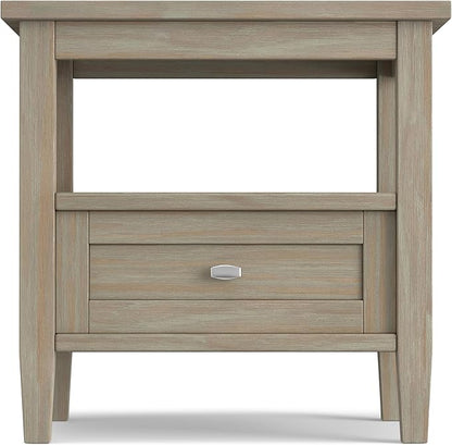 SIMPLIHOME Warm Shaker SOLID WOOD 20 inch Wide Rectangle Transitional End Side Table in Distressed Grey for the Living Room and Bedroom