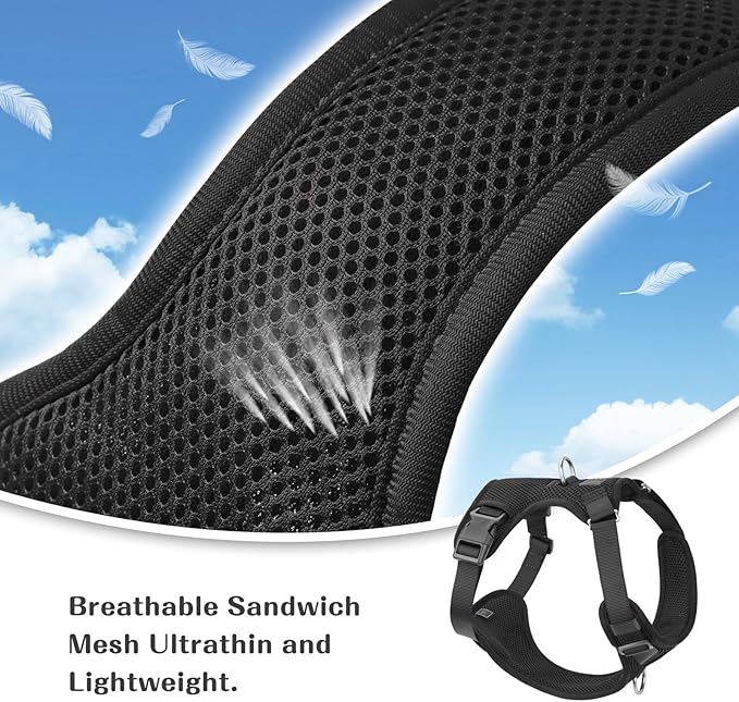 No Pull Dog Harness for Small Medium Large Dogs - Adjustable Two-Layer Mesh Dog Vest with Dual Clip, Escape Proof, Quick Release, Lightweight Breathable Mesh for Walking Hiking (Black,XL)-Mewly Pet