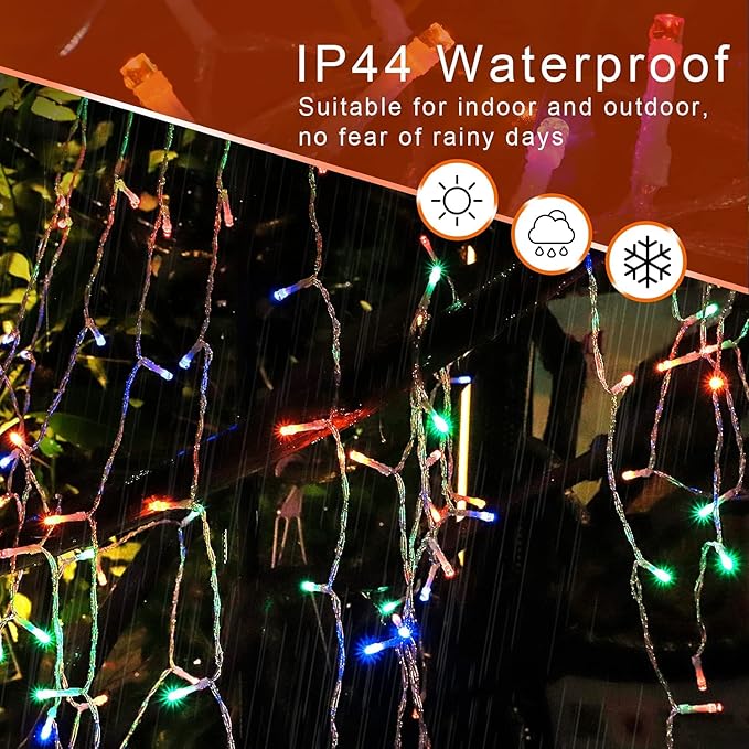 FUNIAO (New) Christmas Decoration Lights, 320 LED Waterproof String Lights with Star Topper, 8 Light Modes for Christmas Tree Decoration, Holiday, Wedding (Multicolor)
