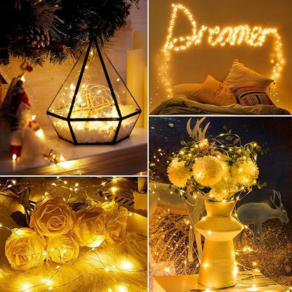 Minetom 12 Pack Fairy Lights Battery Operated String Lights with Timer - 7ft 20 LED Waterproof Silver Wire Firefly Light Waterproof for DIY Crafts Wedding Décor Table Mason Jars Party