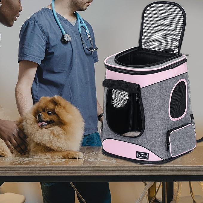 Petsfit Dog Backpack Carrier with Upgrade Waist Cushion Design to Better Fit The Waist, Suitable for Small and Medium Dogs Cats, and Rabbits up to 18 Pounds-Mewly Pet