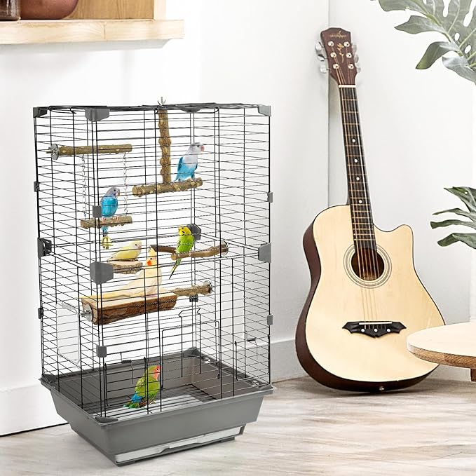 Bird Perches, 6pcs Natural Wood Birds Stand Branch, Bird Perch Chewing Stick Cage Accessories Parrot Climbing Standing Branches Paw Grinding Fork Sets for Parakeet Lovebirds Cockatiels-Mewly Pet