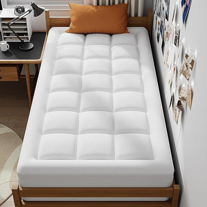ELEMUSE Twin XL Dual Layer 3 Inch Memory Foam Mattress Topper for College Dorm Room Essentials, 2 Inch Cooling Gel Memory Foam and 1 Inch Washale Soft Pillow Top Extra Long Twin Mattress Pad Cover