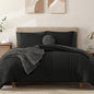 Monbix King Size Comforter Set - 7 Pieces Bed in a Bag King, Black Bedding Sets with Comforter, All Seasons Down Alternative Comforter Bed Set with Sheets, Pillowcases & Shams