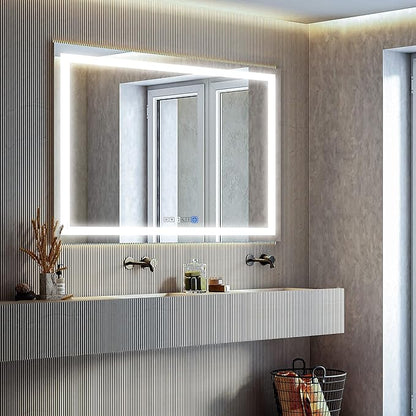Fab Glass and Mirror LED Mirror 30x60 Inches, Led Bathroom Mirror with Lights Front and Backlit Anti-Fog Memory Brightness, Three Color Options Frameless Wall Mounted Bathroom Vanity Mirror