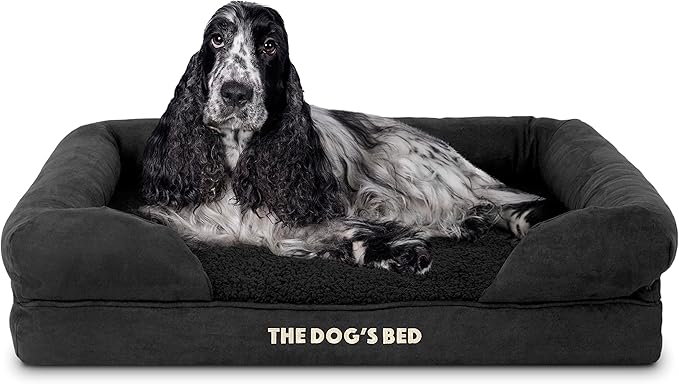The Dog’s Bed, Medium Black Faux PL 30x23.5, Memory Foam, Pain Relief: Arthritis, Hip & Elbow Dysplasia, Post Surgery, Lameness, Supportive, Calming, Washable Cover, Veterinary Approved-Mewly Pet
