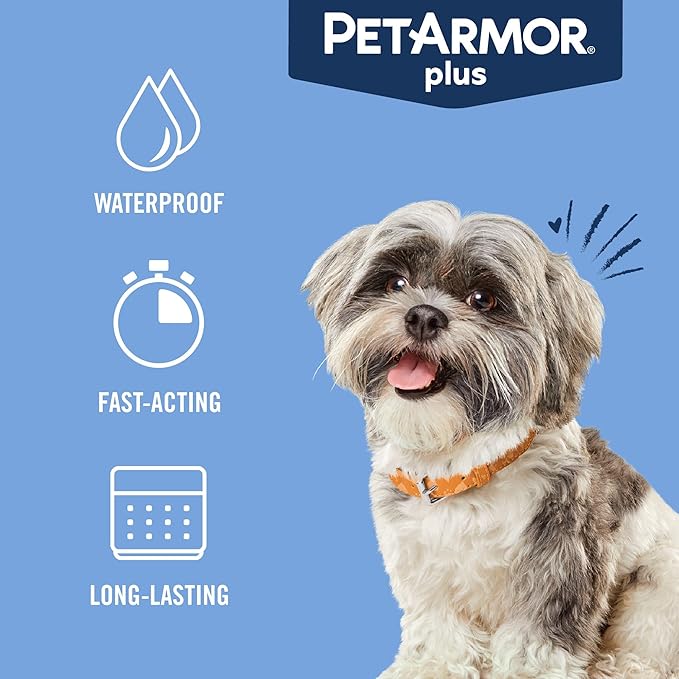 PetArmor Plus Flea and Tick Prevention for Dogs, Dog Flea and Tick Treatment, 3 Doses, Waterproof Topical, Fast Acting, Small Dogs (5-22 lbs)-Mewly Pet