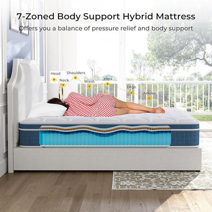 koorlian Twin XL Mattress, 10 Inch Hybrid Mattress Twin XL with Individual Pocket Springs and Pressure-Relieving Memory Foam, Breathable, Medium Firm Mattress in a Box 80"x39"x10"