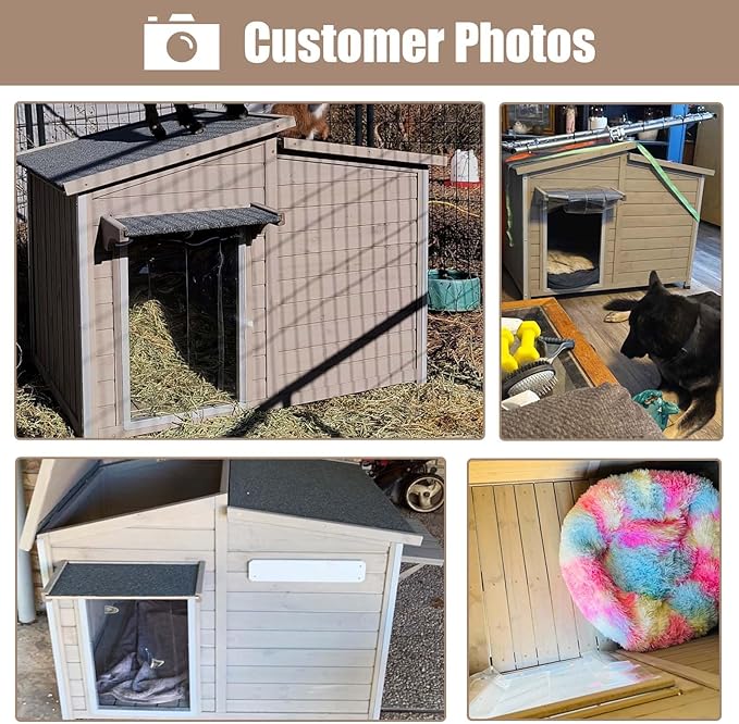 43" L Outdoor Extra Large Dog House with Removable Floor, Raised Feet, Anti-Chewing Iron Frame – Wooden Kennel with Asphalt Roof, Window for Indoor/Outdoor Use, Ideal for Medium to Large Dogs-Mewly Pet