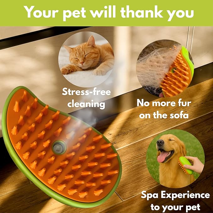 Cat Brush with Steam – Steam Cat Brushes for Indoor Cats | Pet Spray Hair Removal Comb & Relaxing Grooming Tool for Calmer, Happier Cats-Mewly Pet
