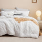 Bedsure Oversized Queen Comforter Set - White Comforter, Boho Tufted Shabby Chic Bedding for Kids, 3 Pieces Vintage Farmhouse Bed Set for All Seasons, Fluffy Soft Bedding with 2 Pillow Shams