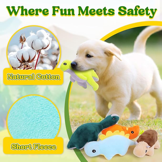 20-Pack Adorable Dinosaur Puppy Toys – Distinct Dino-Themed Squeaky Dog Toys for Small Dogs to Keep Them Busy, Interactive Chew Toys for Mental Stimulation & Gentle Teeth Cleaning-Mewly Pet