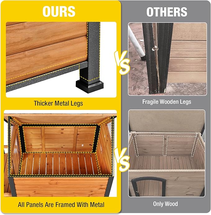 AIVITUVIN Outdoor Dog House with Anti-Chewing Durable Metal Frame Dog Kennel for Large Breed Dog Shelter Weatherproof (Brown 50.9" D x 37.4" W x 37.2" H-Mewly Pet