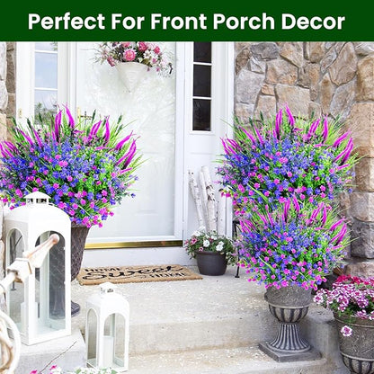Artificial Plants Outdoor, 20PCS Artificial Flowers, UV Resistant Fake Flowers, Faux Flowers for Outdoor Planters for Front Porch Pot Decor