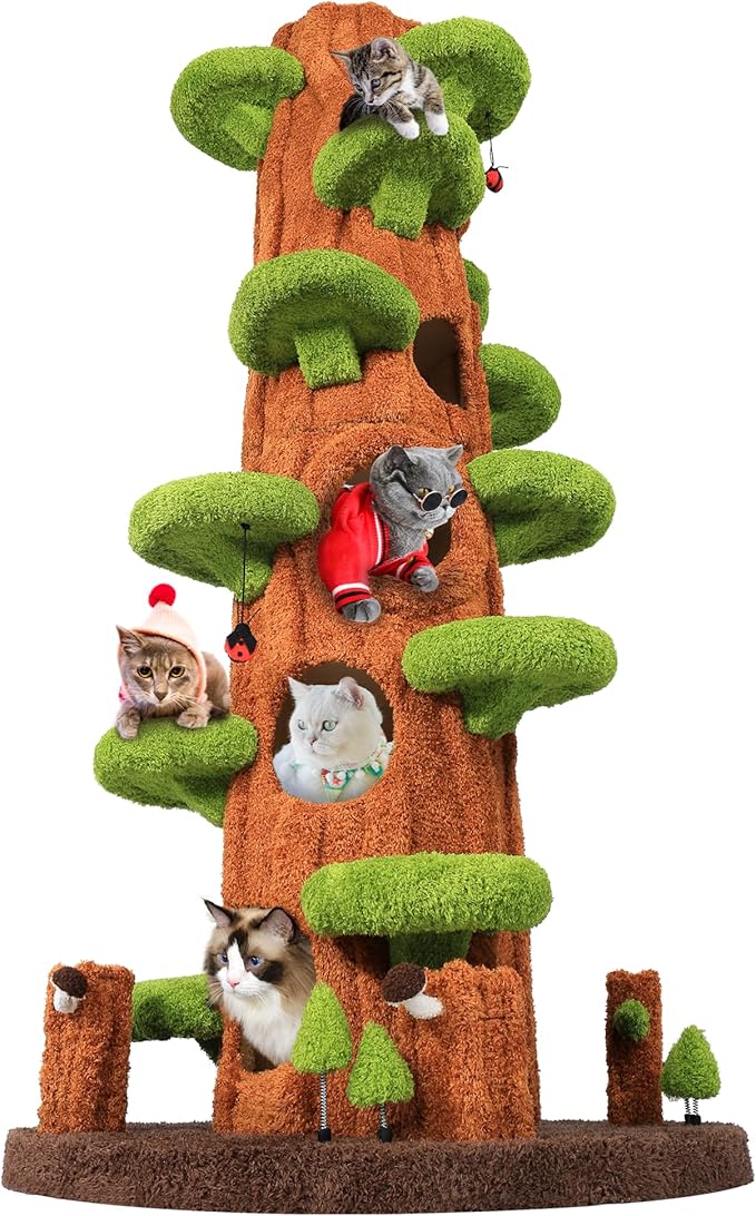 Luxury Cat Tree Tower for Indoor Cats,88.6" Tall Cat Tree,Multi-Level Furniture Activity Center with Scratching Posts Stand House Condo Funny Toys Kittens Pet Play House-Mewly Pet
