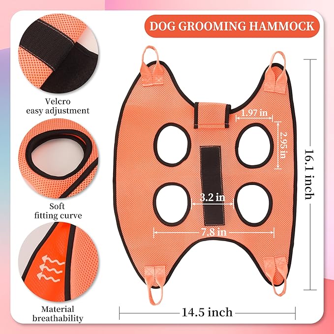 PatiencET Dog Grooming Hammock, Pet Grooming Hammock for Cats & Dogs with Security Strap, Dog Sling for Nail Trimming with Nail Clippers/Trimmer, Nail File, Pet Comb(XS)-Mewly Pet