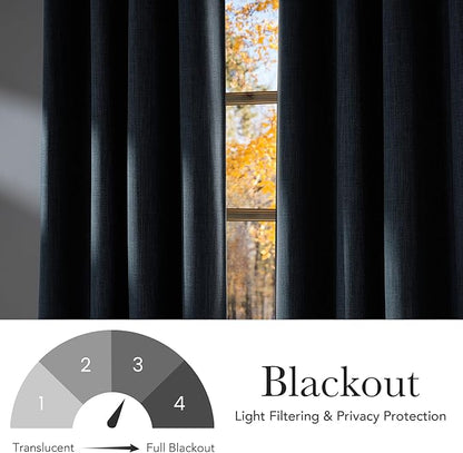 NICETOWN Faux Linen Mist Blue Blackout Curtains 84 inches Long for Living Room - Privacy Panels for Bedroom, Modern Farmhouse Style Easy Care Grommet Top, 2 Panels, W52 by L84