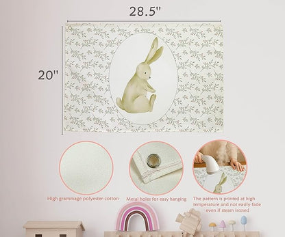 Rabbit Themed Nursery Rectangular Canvas Banner-Flag Wall Sign Decor for Boys Girls Toddler Kids,Baby Room Above Crib Playroom Reading Room Bedroom Decor-Easter Baby Shower Birthday Christmas Gift