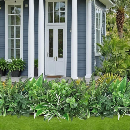18PCS Artificial Plants Outdoor UV Resistant Fake Plants Stem Faux Greenery Plastic Plants Bushes for Garden Patio Porch Window Box Home Wedding Decor(Greenery, 18PCS)