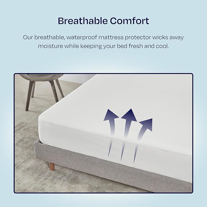 California Design Den Premium Waterproof Mattress Protector for King Size Bed - Soft, Cooling, Noiseless, Machine Washable, Fitted Mattress Cover with 8-20 Inch Deep Pockets