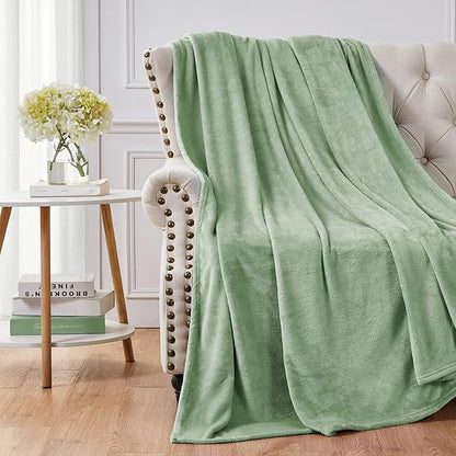 Walensee Fleece Blanket Plush Throw Fuzzy Lightweight (Queen Size 90x90 Sage Green) Super Soft Microfiber Flannel Blankets for Couch, Bed, Sofa Ultra Luxurious Warm and Cozy for All Seasons
