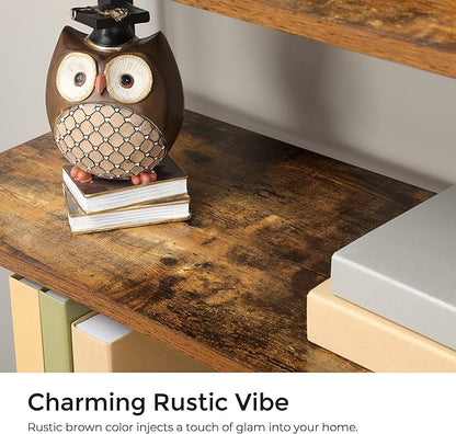 VASAGLE LOWELL Bookshelf, Storage Cabinet with 3 Shelves and 2 Louvered Doors, Industrial Bookcase in Living Room, Study, Bedroom, Multifunctional, Rustic Brown ULSC75BX