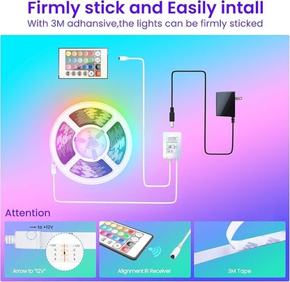 GUPUP 50 FT LED Strip Lights,Bluetooth LED Lighting for Bedroom, Color Changing Light Strip with Music Sync, Phone Controller and IR Remote(APP+Remote +Mic)