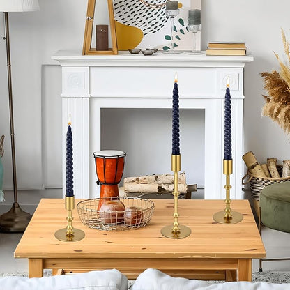 Candlestick Holders for Taper Candles, Brushed Brass Gold Candle Stick Holders Decor, Taper Candle Holder Set for Table Mantel Wedding Dinning Anniversary