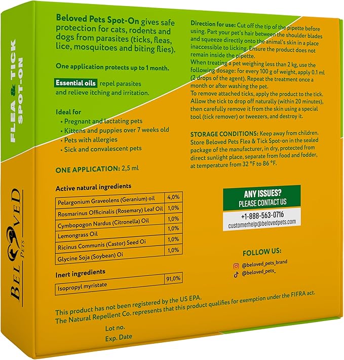 Flea and Tick Prevention for Small Dogs & Cats, Rabbits - Natural Flea Treatment & Pest Control - Topical Flea & Mosquito Repellent for Puppy and Kitten - All Pets-Mewly Pet