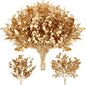 Lyrow 20 Pack Gold Artificial Plants for Christmas Decor Artificial Eucalyptus Leaves Spray Flowers Gold Eucalyptus Stems Branch for Xmas Home Hotel Vase Filler Wedding Party